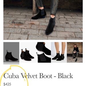 Penelope Chielvers Velvet booties retail $425